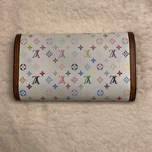 Louis Vuitton White Multicolor Porté Tresor Wallet With Chain - Picture 5 of 17